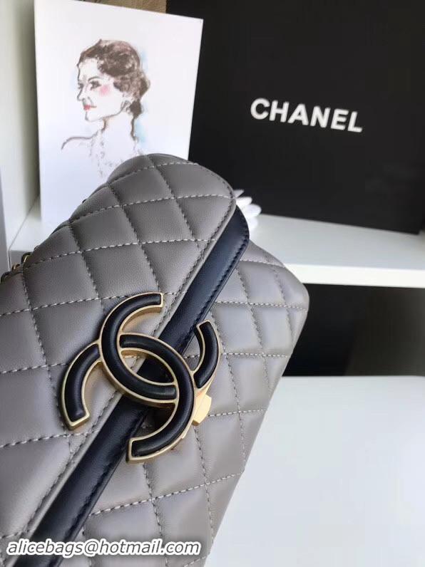 Best Price Chanel flap bag Lambskin & Gold-Tone Metal 57275 grey