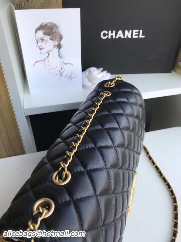 Discount Chanel flap bag Lambskin & Gold-Tone Metal 57276 black&gold