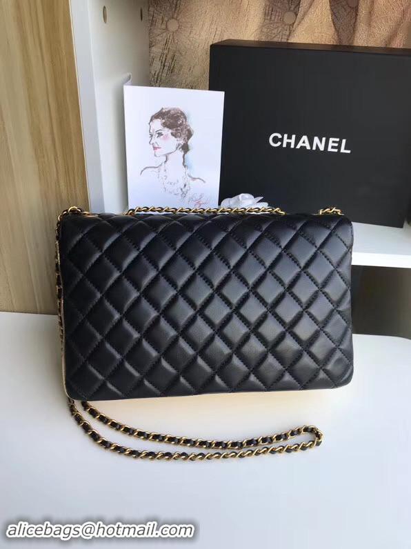 Discount Chanel flap bag Lambskin & Gold-Tone Metal 57276 black&gold