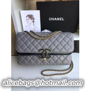 New Product Chanel flap bag Lambskin & Gold-Tone Metal 57276 grey