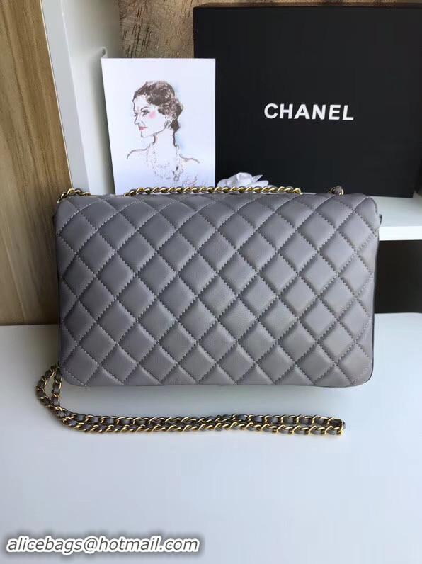 New Product Chanel flap bag Lambskin & Gold-Tone Metal 57276 grey