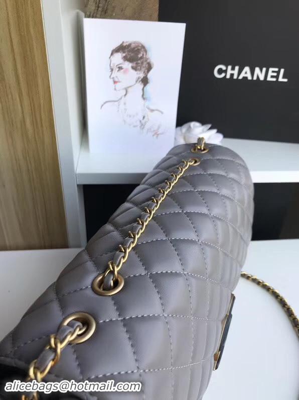 New Product Chanel flap bag Lambskin & Gold-Tone Metal 57276 grey