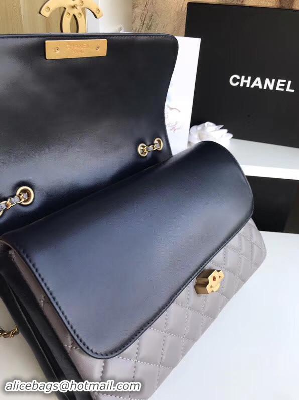 New Product Chanel flap bag Lambskin & Gold-Tone Metal 57276 grey