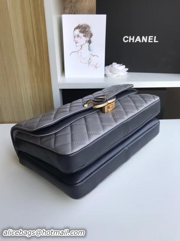 New Product Chanel flap bag Lambskin & Gold-Tone Metal 57276 grey