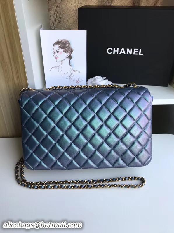 High Quality Chanel flap bag Lambskin & Gold-Tone Metal 57276 blue