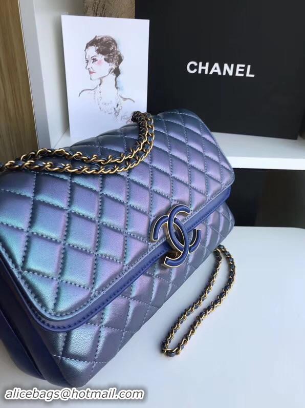 High Quality Chanel flap bag Lambskin & Gold-Tone Metal 57276 blue