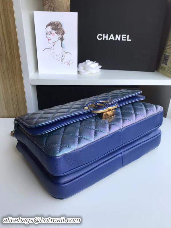 High Quality Chanel flap bag Lambskin & Gold-Tone Metal 57276 blue