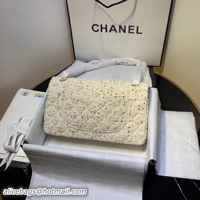 Luxury CHANEL Tweed Calfskin -Tone & Gold-Tone Metal AS1112 white