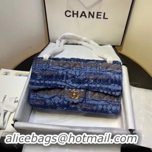 Best Luxury CHANEL Tweed Calfskin -Tone & Gold-Tone Metal AS1112 blue