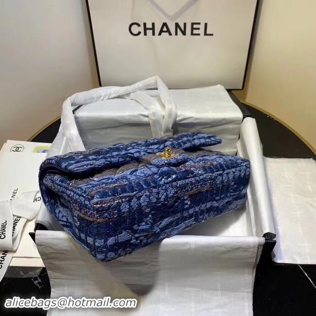 Best Luxury CHANEL Tweed Calfskin -Tone & Gold-Tone Metal AS1112 blue