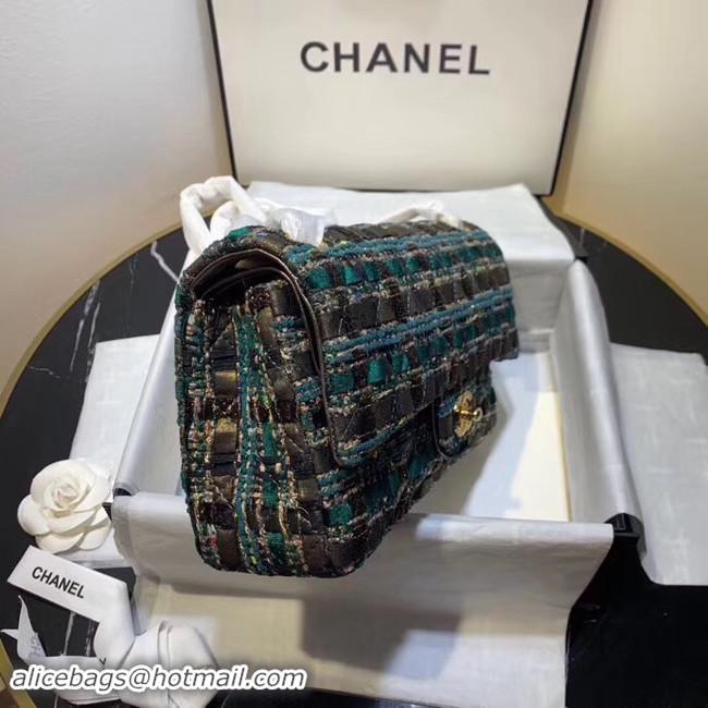 Discount CHANEL Tweed Calfskin -Tone & Gold-Tone Metal AS1112 green