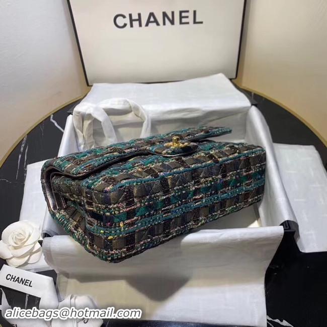 Discount CHANEL Tweed Calfskin -Tone & Gold-Tone Metal AS1112 green