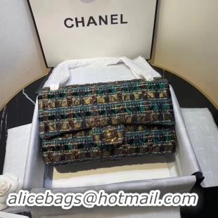 Discount CHANEL Tweed Calfskin -Tone & Gold-Tone Metal AS1112 green