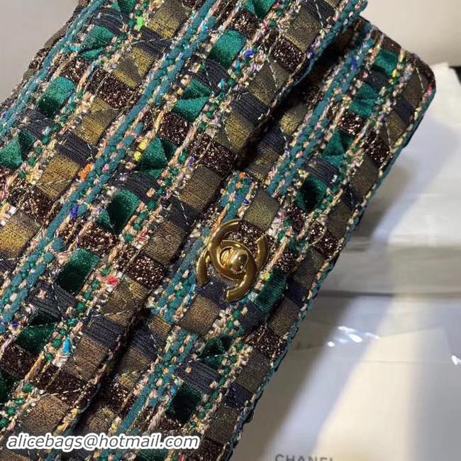 Discount CHANEL Tweed Calfskin -Tone & Gold-Tone Metal AS1112 green