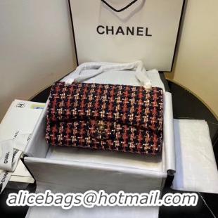 Most Popular CHANEL Tweed Calfskin -Tone & Gold-Tone Metal AS1112 red