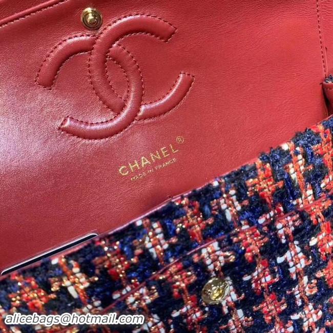 Most Popular CHANEL Tweed Calfskin -Tone & Gold-Tone Metal AS1112 red