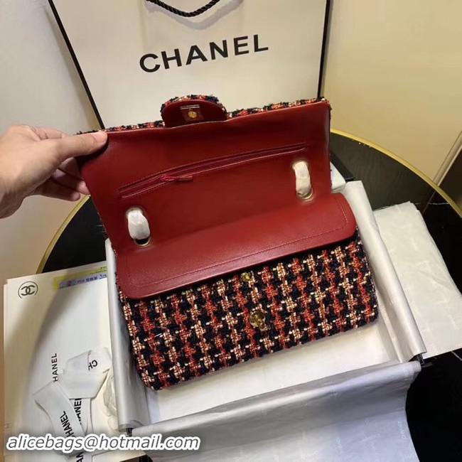 Most Popular CHANEL Tweed Calfskin -Tone & Gold-Tone Metal AS1112 red