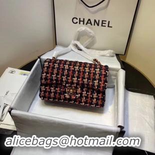 Good Product CHANEL Tweed Calfskin -Tone & Gold-Tone Metal AS1116 red