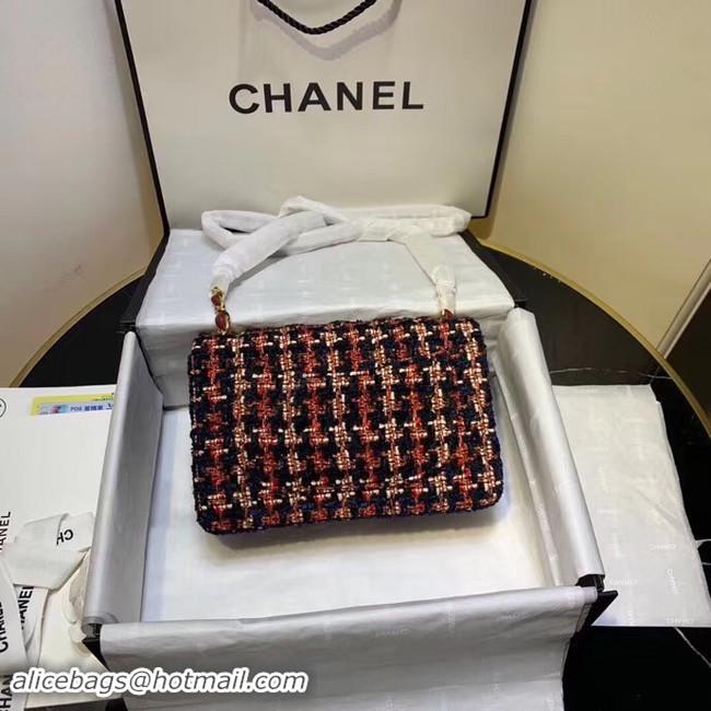 Good Product CHANEL Tweed Calfskin -Tone & Gold-Tone Metal AS1116 red