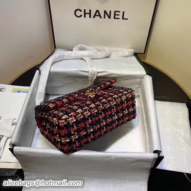 Good Product CHANEL Tweed Calfskin -Tone & Gold-Tone Metal AS1116 red