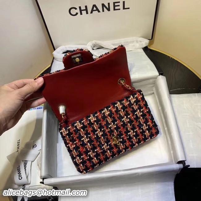 Good Product CHANEL Tweed Calfskin -Tone & Gold-Tone Metal AS1116 red