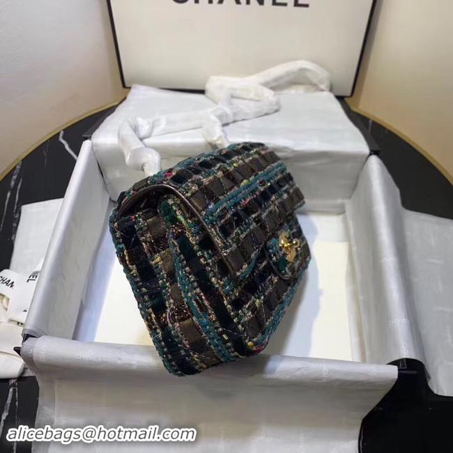 Pretty Style CHANEL Tweed Calfskin -Tone & Gold-Tone Metal AS1116 green