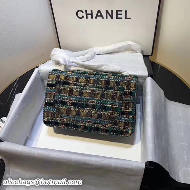 Pretty Style CHANEL Tweed Calfskin -Tone & Gold-Tone Metal AS1116 green