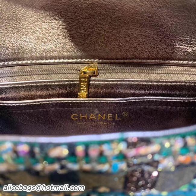 Pretty Style CHANEL Tweed Calfskin -Tone & Gold-Tone Metal AS1116 green