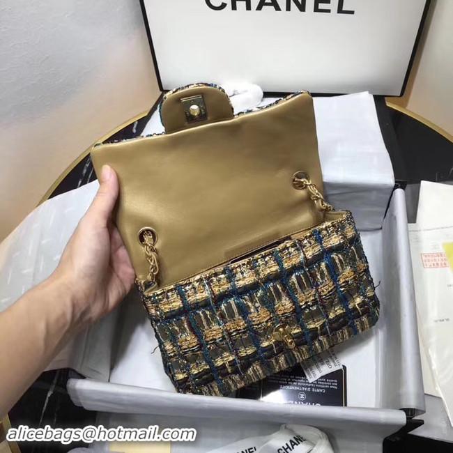 Good Quality CHANEL Tweed Calfskin -Tone & Gold-Tone Metal AS1116 gold