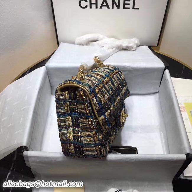 Good Quality CHANEL Tweed Calfskin -Tone & Gold-Tone Metal AS1116 gold