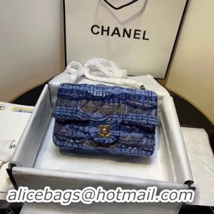 Grade Quality CHANEL Tweed Calfskin -Tone & Gold-Tone Metal AS1116 electric blue