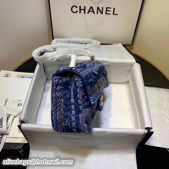 Grade Quality CHANEL Tweed Calfskin -Tone & Gold-Tone Metal AS1116 electric blue