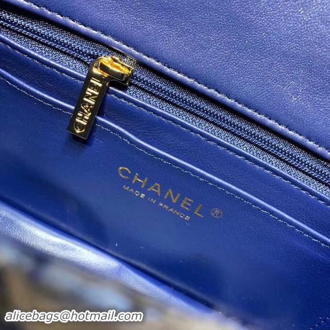 Grade Quality CHANEL Tweed Calfskin -Tone & Gold-Tone Metal AS1116 electric blue