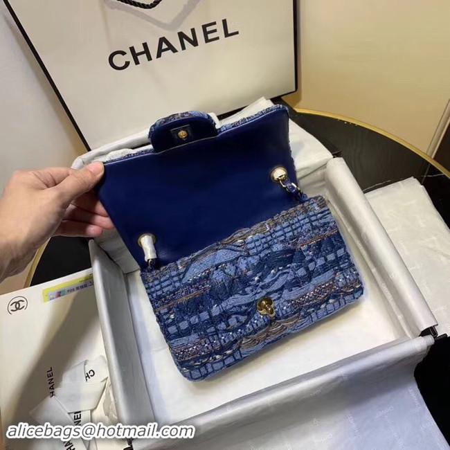 Grade Quality CHANEL Tweed Calfskin -Tone & Gold-Tone Metal AS1116 electric blue