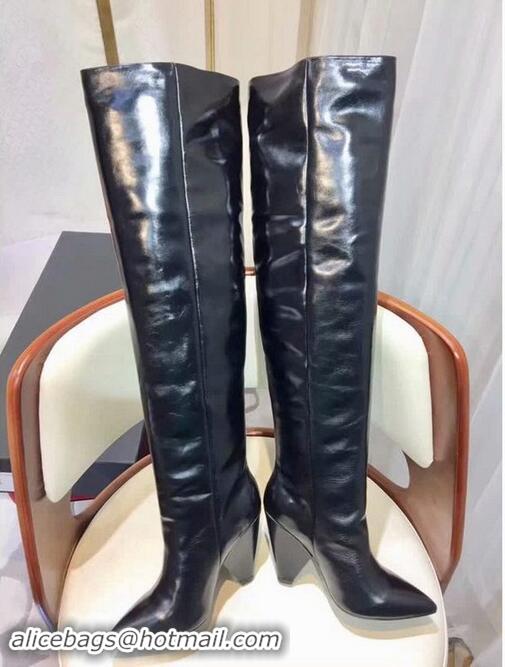 Free Shipping Saint Laurent High Boots Leather For Women YSL8966