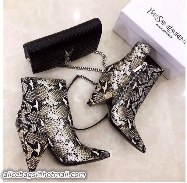 Best Price Saint Laurent Heel 10.5cm Niki Wedge Booties Python Pattern YSL8970