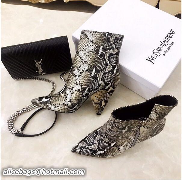 Best Price Saint Laurent Heel 10.5cm Niki Wedge Booties Python Pattern YSL8970