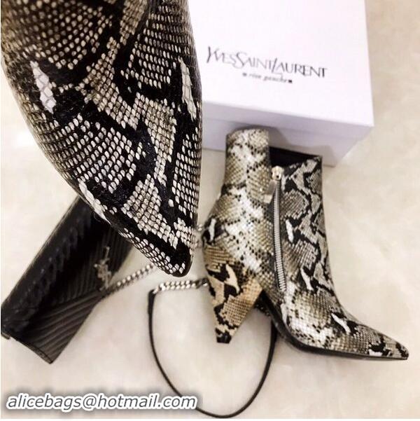 Best Price Saint Laurent Heel 10.5cm Niki Wedge Booties Python Pattern YSL8970