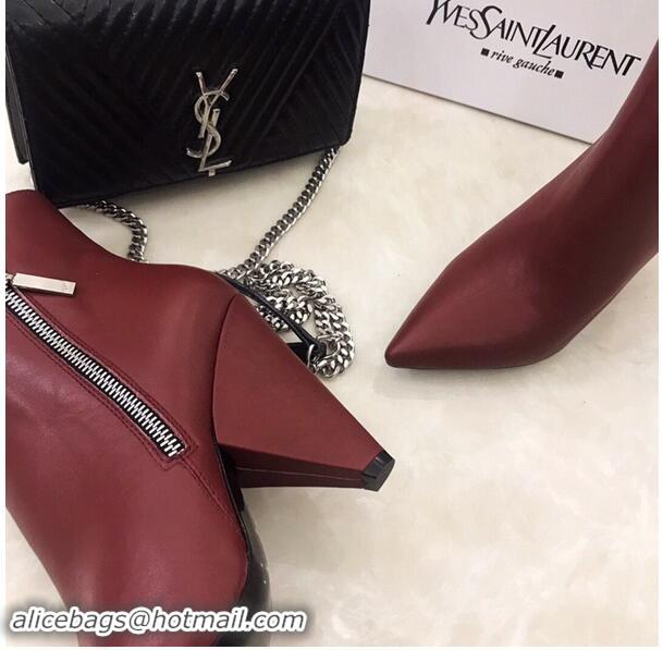 Wholesale Saint Laurent Heel 10.5cm Niki Wedge Booties YSL8970 Burgundy 2019