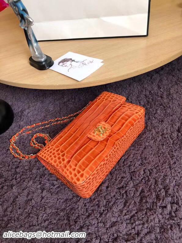 Best Product Chanel Classic Flap Bag Original Alligator & Gold-Tone Metal A01112 orange