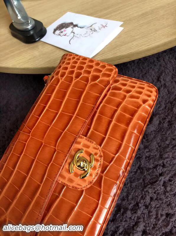 Best Product Chanel Classic Flap Bag Original Alligator & Gold-Tone Metal A01112 orange