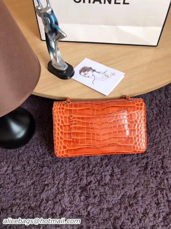 Best Product Chanel Classic Flap Bag Original Alligator & Gold-Tone Metal A01112 orange