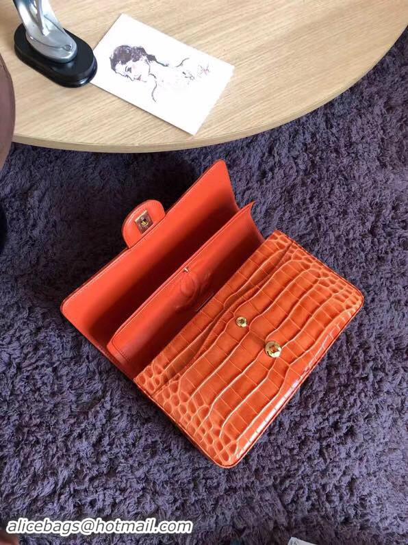 Best Product Chanel Classic Flap Bag Original Alligator & Gold-Tone Metal A01112 orange