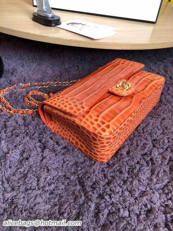 Best Product Chanel Classic Flap Bag Original Alligator & Gold-Tone Metal A01112 orange