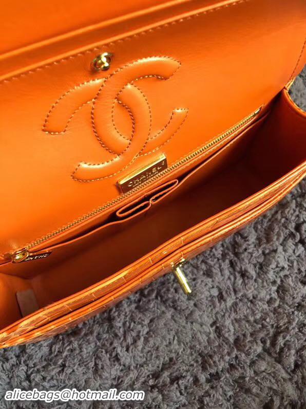 Best Product Chanel Classic Flap Bag Original Alligator & Gold-Tone Metal A01112 orange