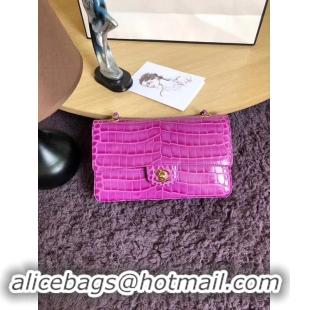 New Style Chanel Classic Flap Bag Original Alligator & Gold-Tone Metal A01112 Lavender