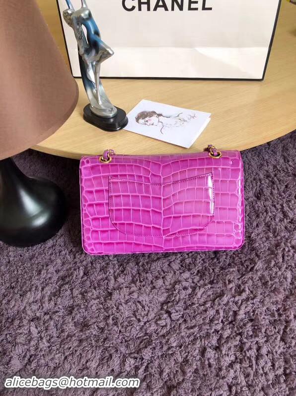 New Style Chanel Classic Flap Bag Original Alligator & Gold-Tone Metal A01112 Lavender