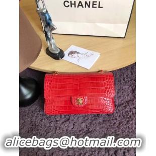 Good Taste Chanel Classic Flap Bag Original Alligator & Gold-Tone Metal A01112 Cherry