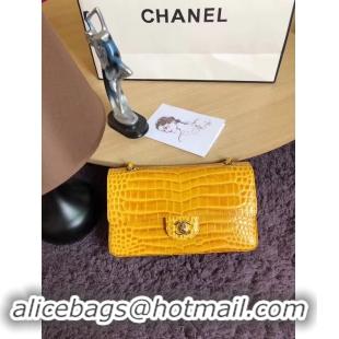 Good Product Chanel Classic Flap Bag Original Alligator & Gold-Tone Metal A01112 lemon