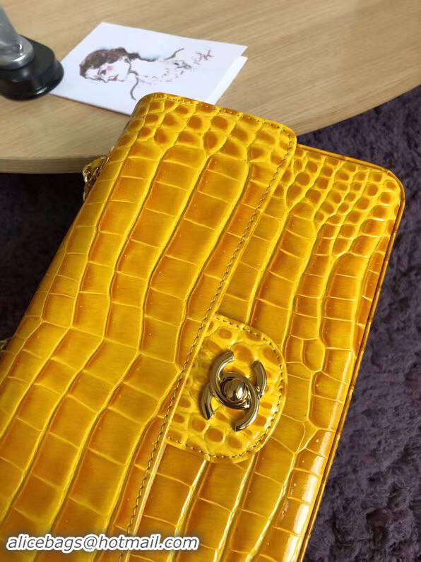 Good Product Chanel Classic Flap Bag Original Alligator & Gold-Tone Metal A01112 lemon